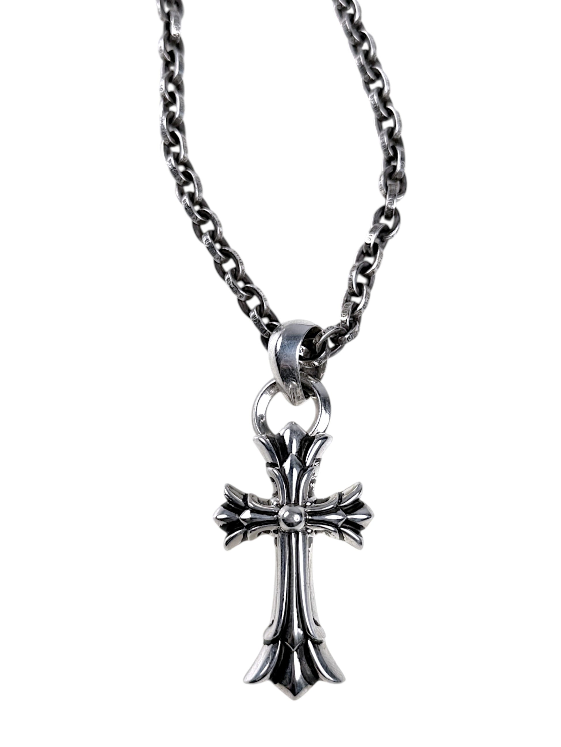 Chrome Hearts Double Cross Pendant on Sterling Silver Chain