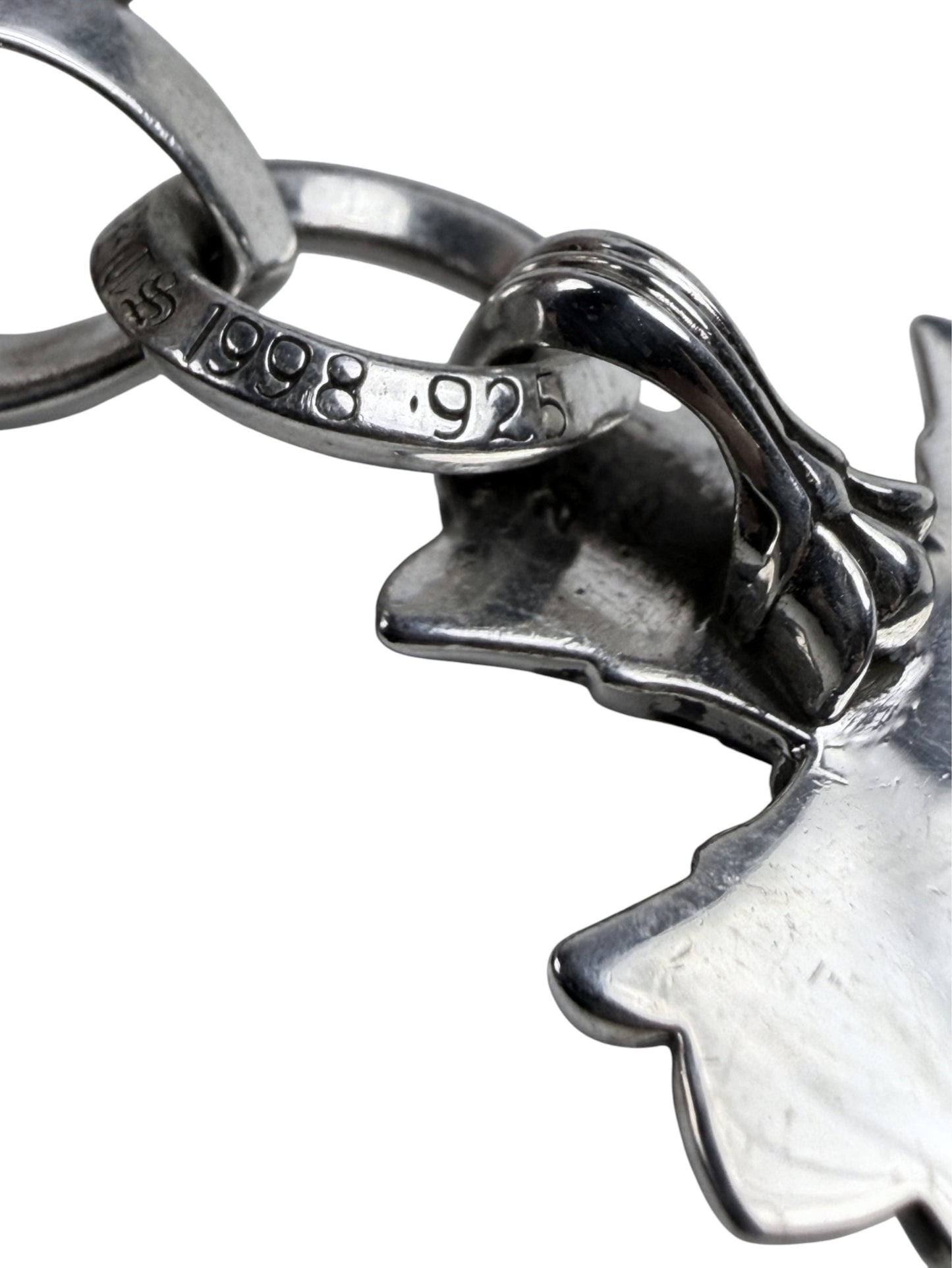 Sterling Silver Chrome Hearts Double Cross Pendant Link Ring