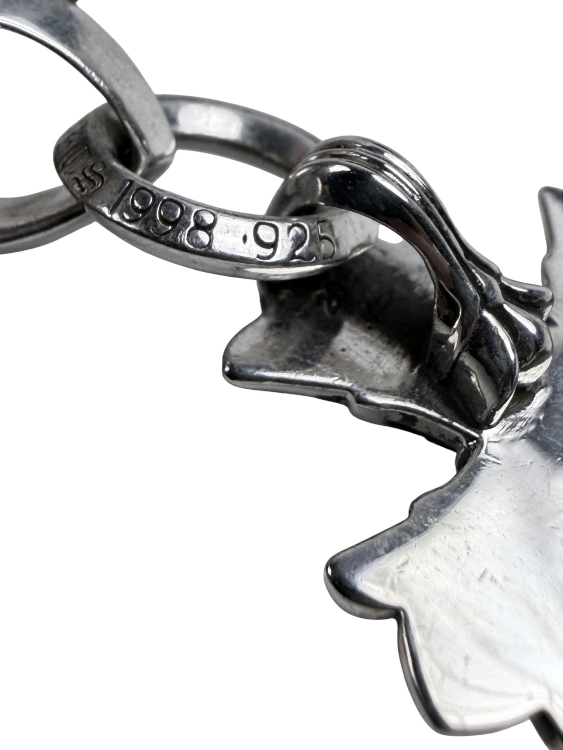 Sterling Silver Chrome Hearts Double Cross Pendant Link Ring
