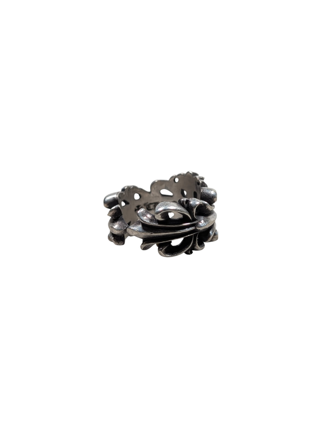 Chrome Hearts Silver Double Floral Cross Ring Archival