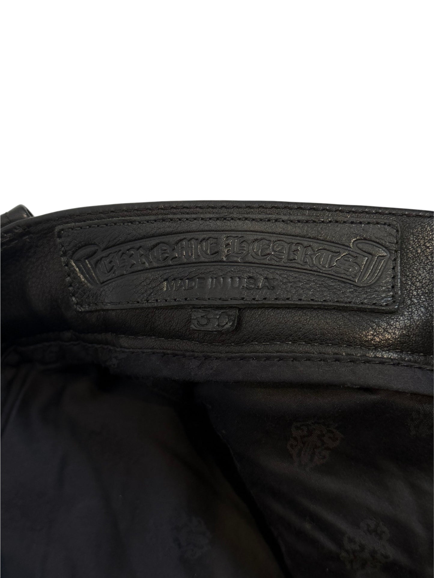 Chrome Hearts Made in USA Leather Pants Size 30 Embossed Label