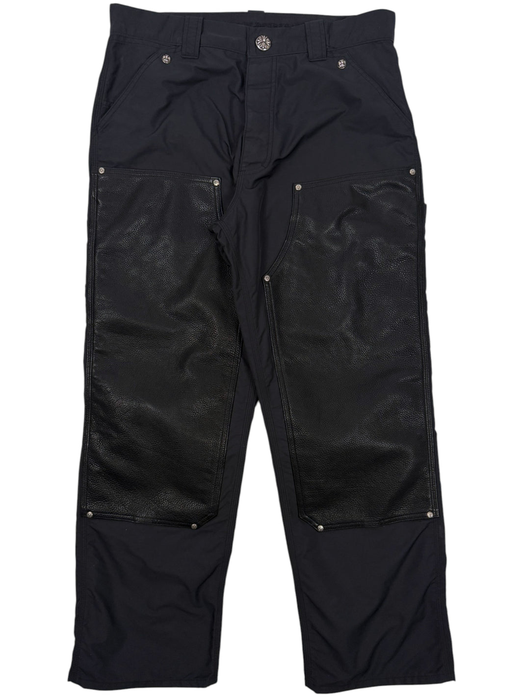 Chrome Hearts Double Knee Carpenter Pants Black Nylon Cow Leather Knees