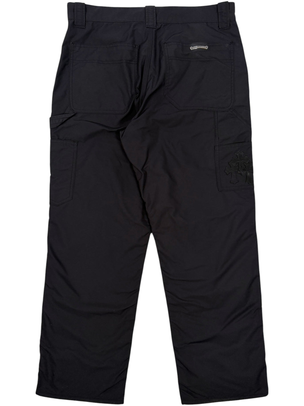 Black Chrome Hearts Carpenter Pants Triple Cemetery Cross Patch