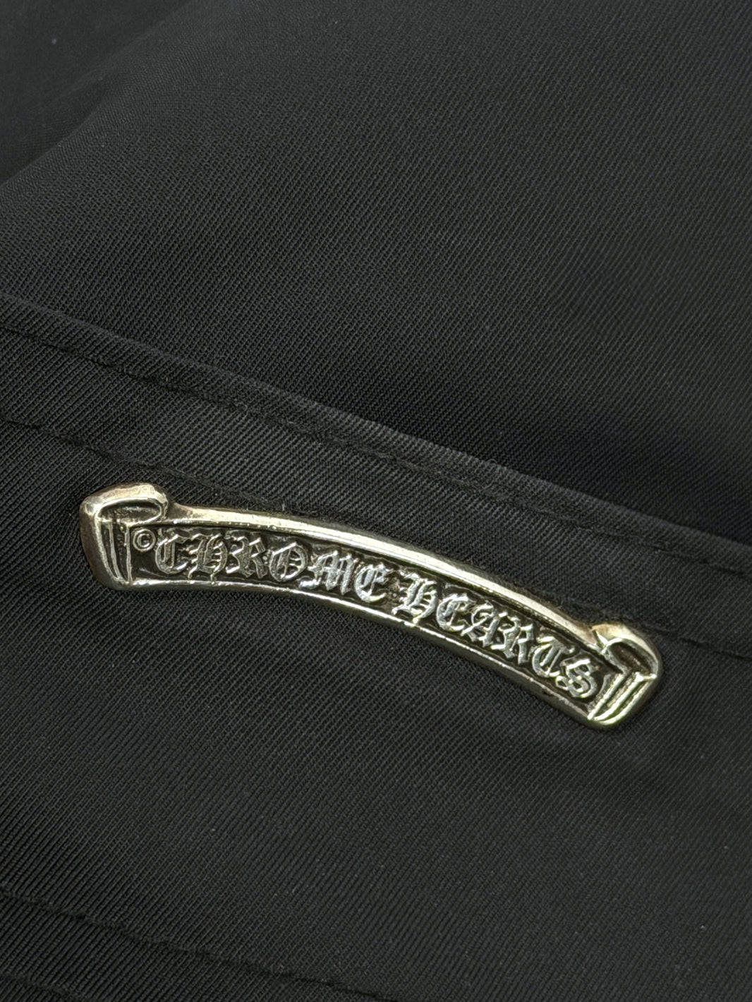 Silver Scroll Banner Hardware Chrome Hearts Black Pants