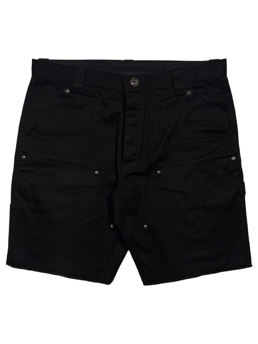 Double Knee Carpenter Shorts Black Cotton Chrome Hearts Sterling Silver Hardware