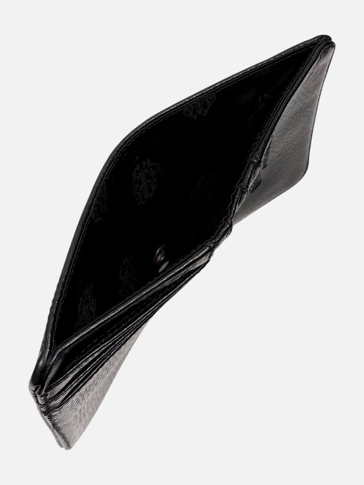 Black Leather Bill Compartment Chrome Hearts Cross Patch Wallet