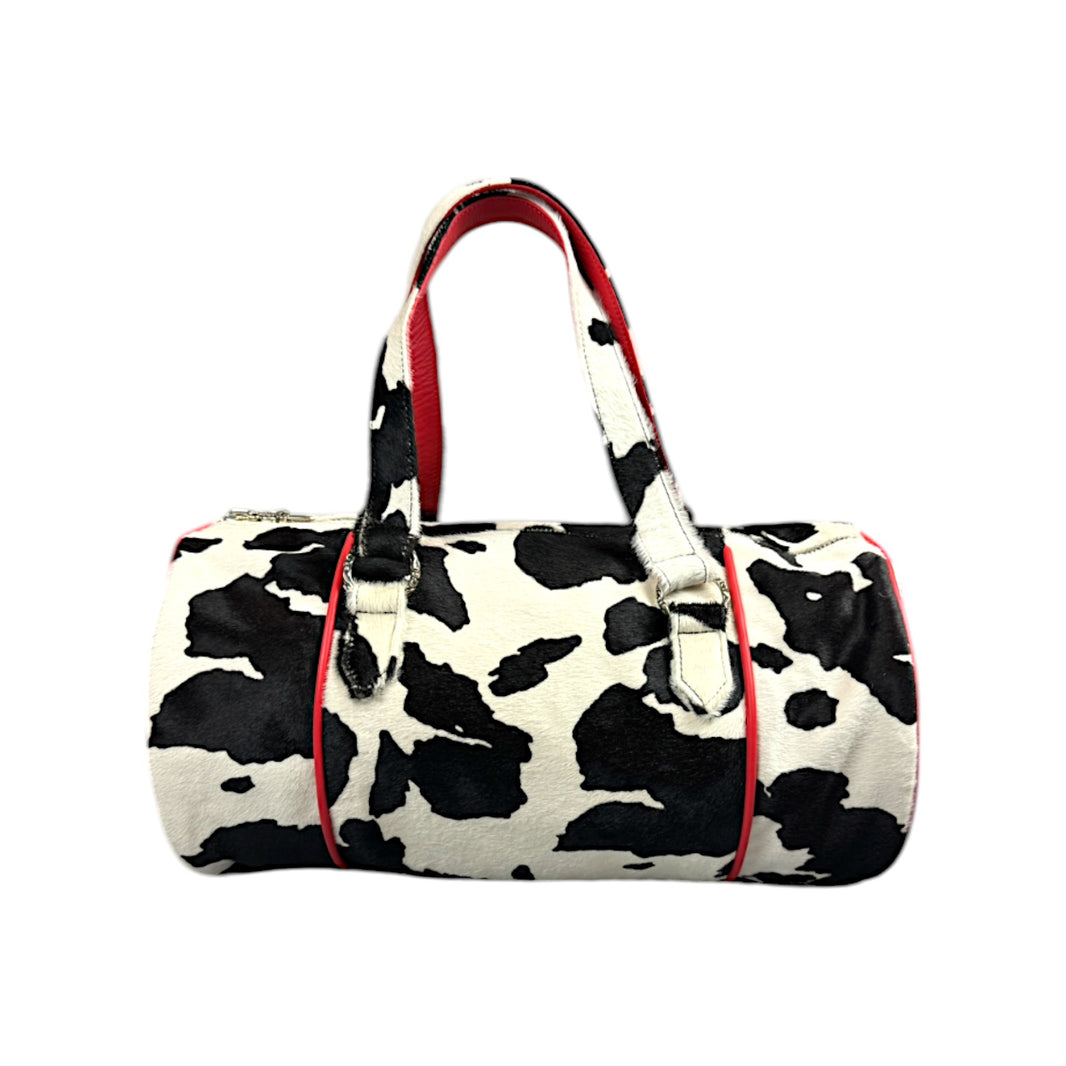 Chrome Hearts Cow Fur Triple Cross Boston Duffle Bag Sterling Silver Hardware