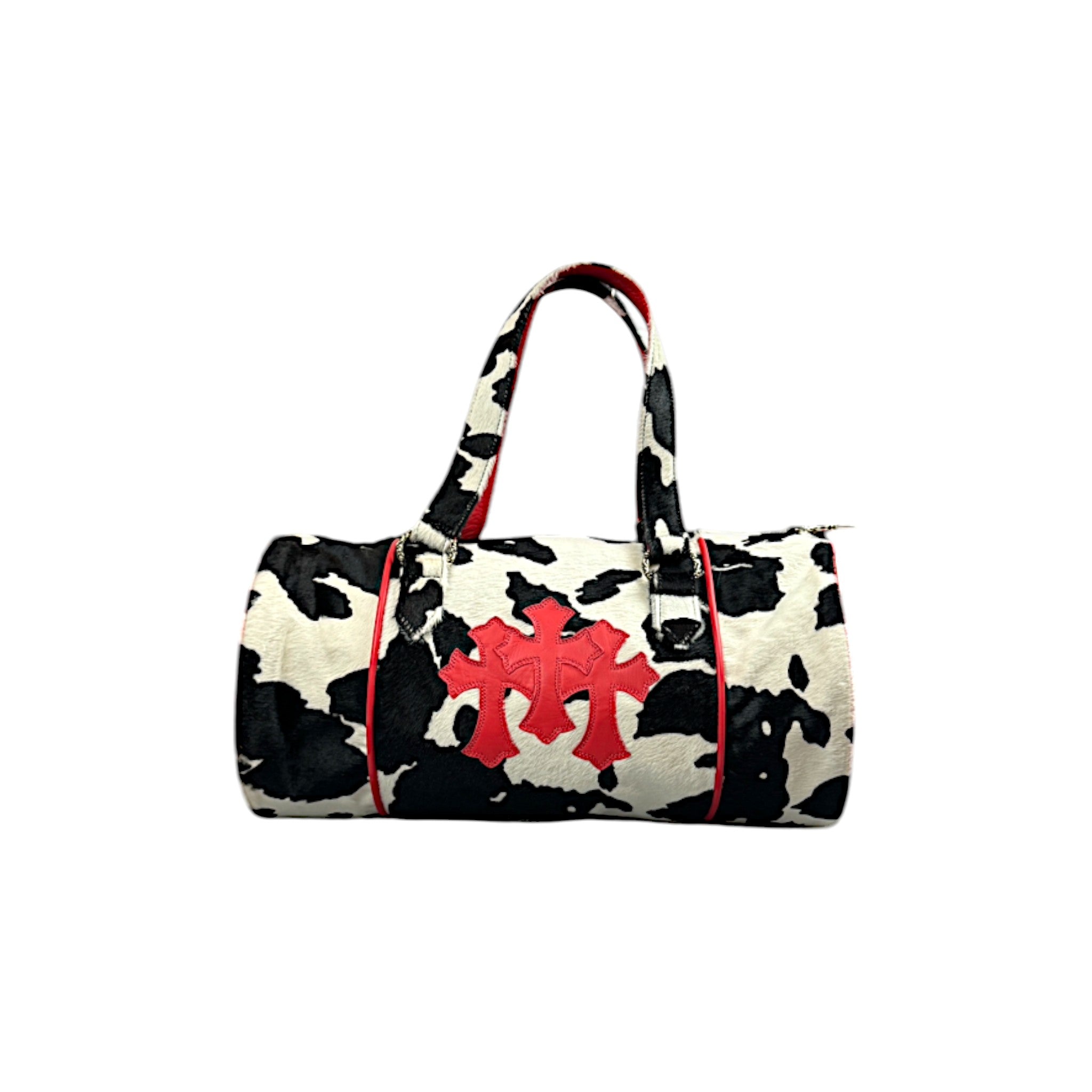 Chrome Hearts Cow Fur Triple Cross Boston Duffle Bag | YP