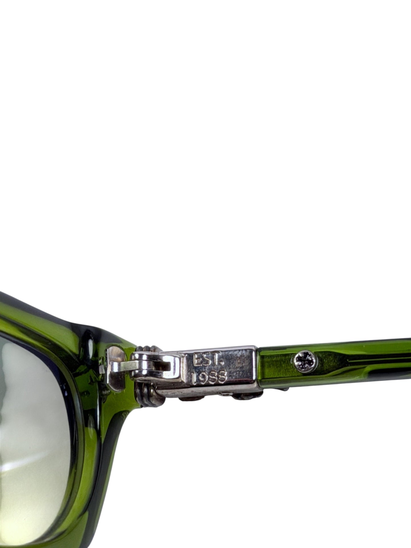 Green Chrome Hearts Sunglasses Cross Screw Temple Hardware