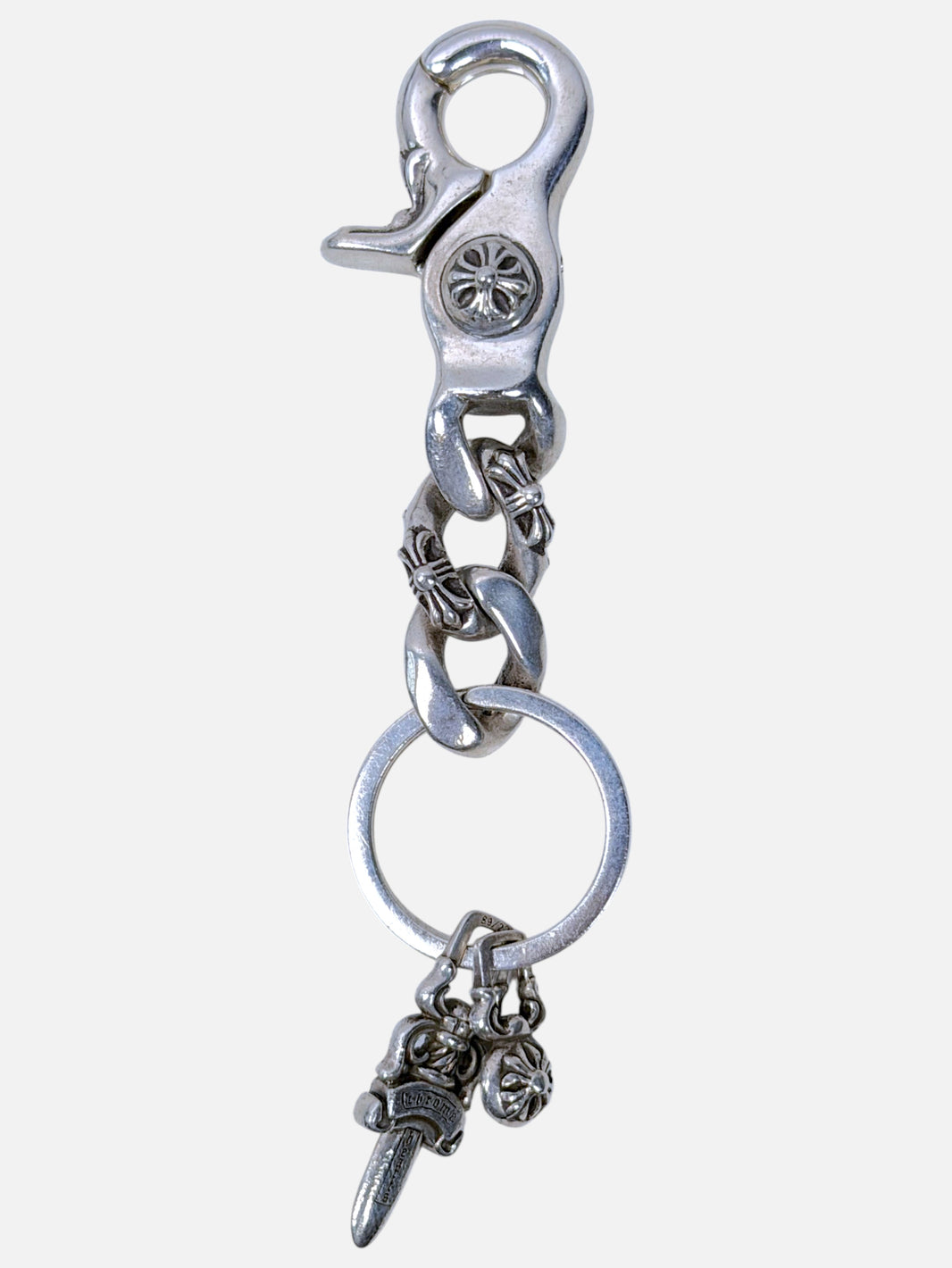 Chrome Hearts Fancy Link Keychain .925 Silver CH Plus Cross Clip