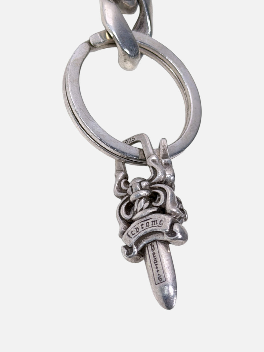 CH Dagger Charm Chrome Hearts Fancy Link Keychain Script Banner