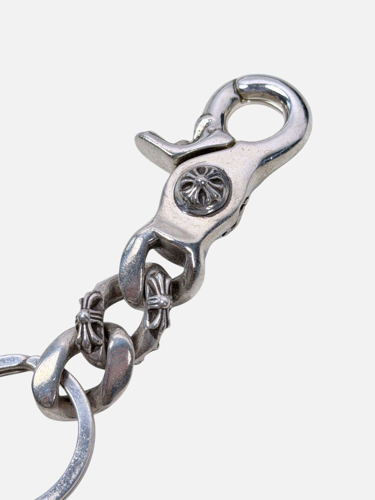 Silver Clip Keychain Chrome Hearts CH Plus Cross Fancy Links