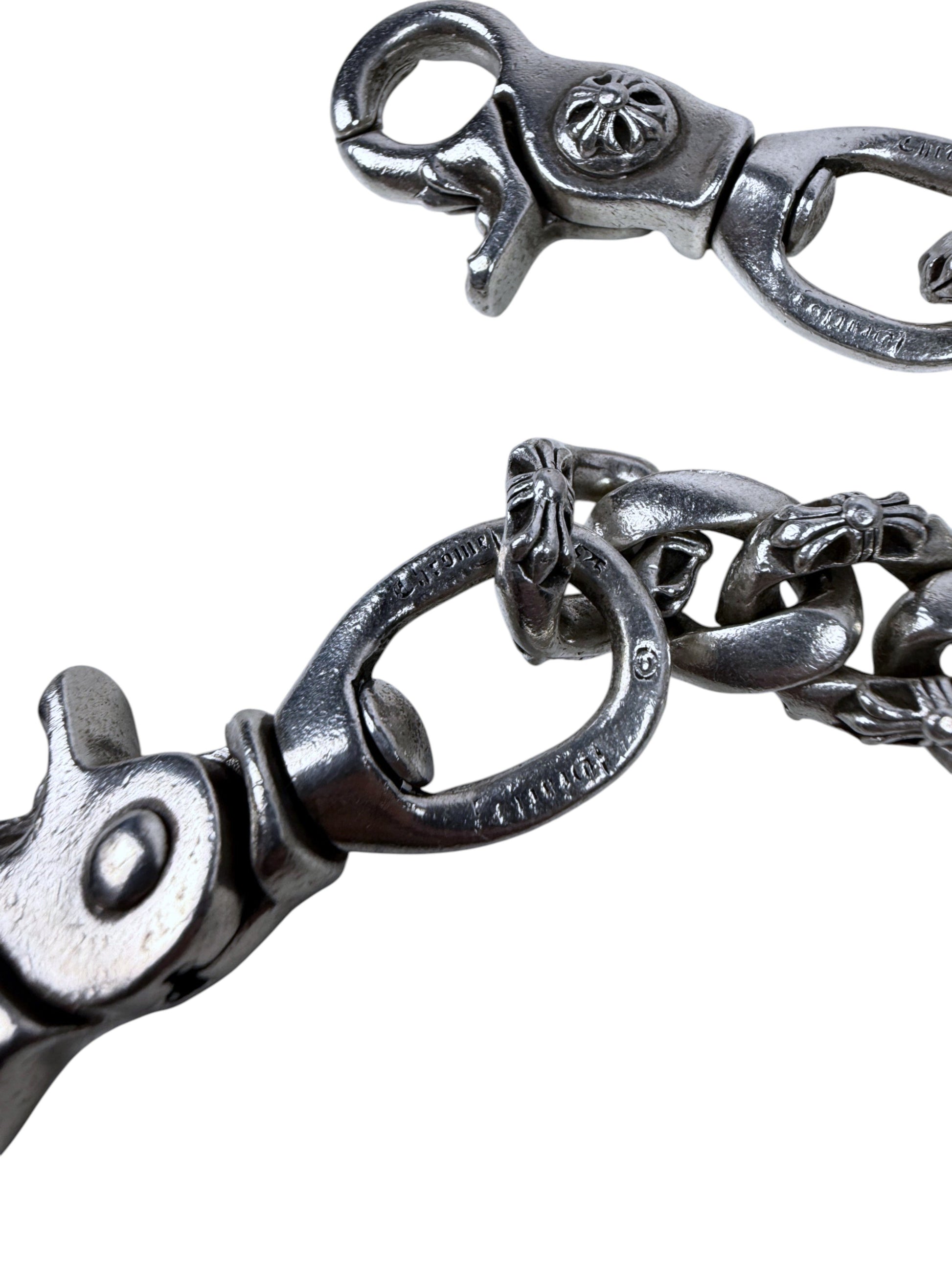 Dual Clasp Chrome Hearts Silver Wallet Chain Cross Motif