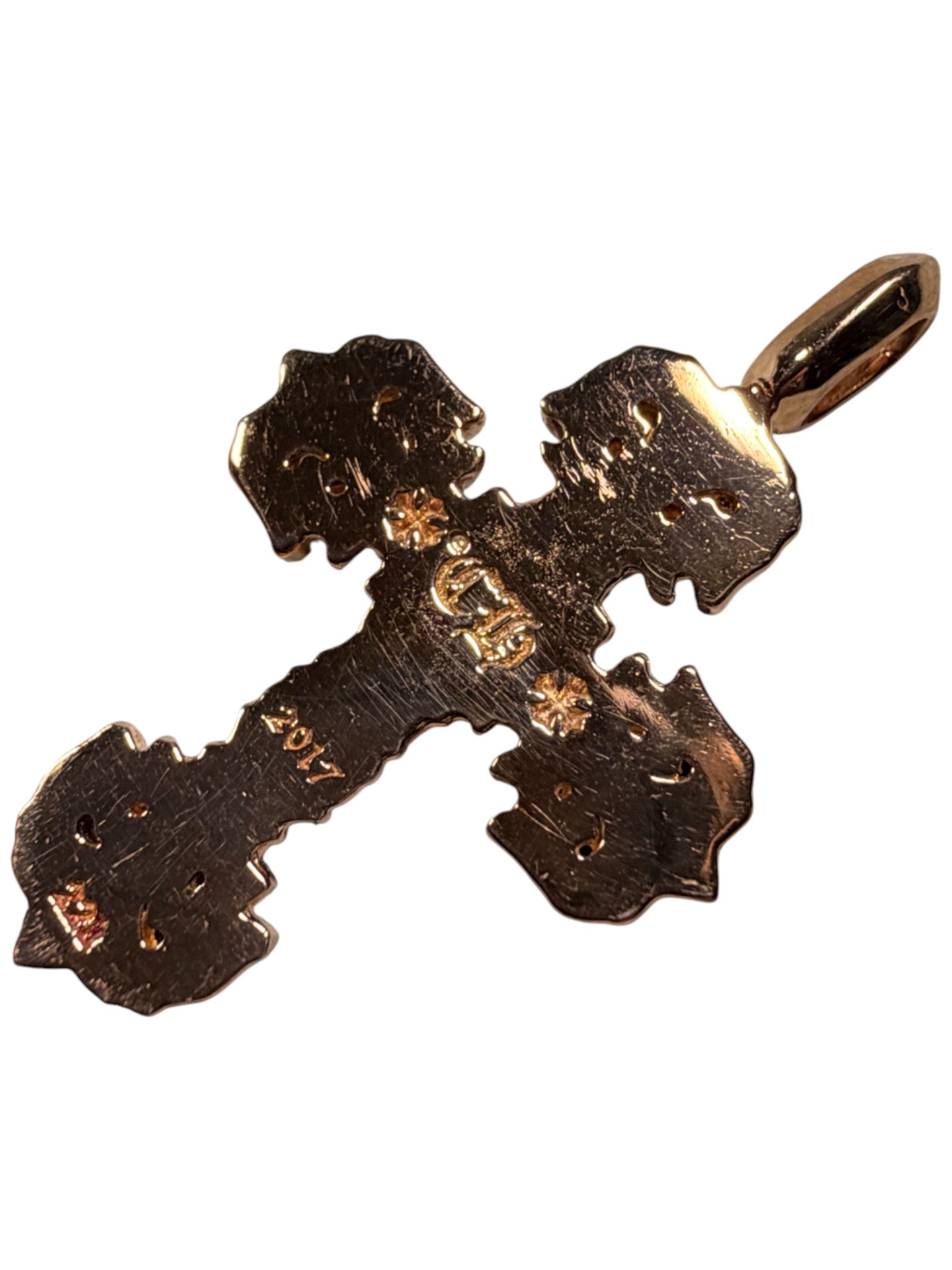 Chrome Hearts Filigree Cross 22k Gold Emerald Jewelry