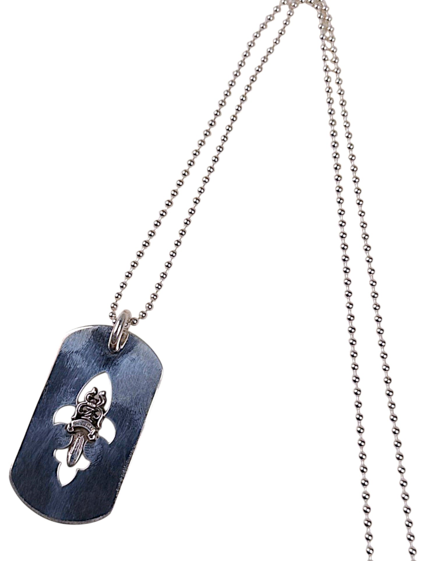 Chrome Hearts .925 Silver Dagger Dog Tag on Ball Chain Necklace