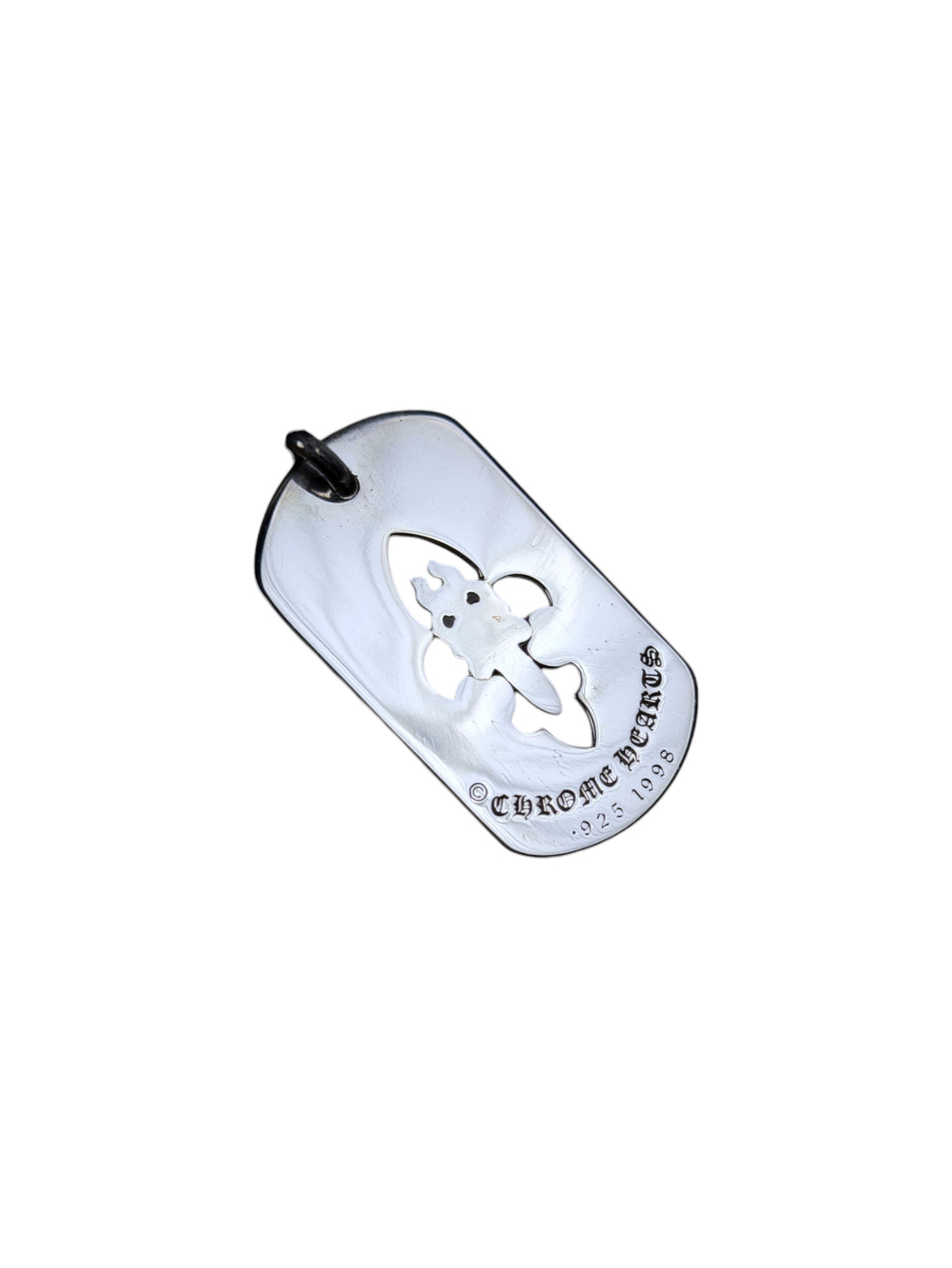 Chrome Hearts Sterling Silver Fleur Dagger Dog Tag Pendant