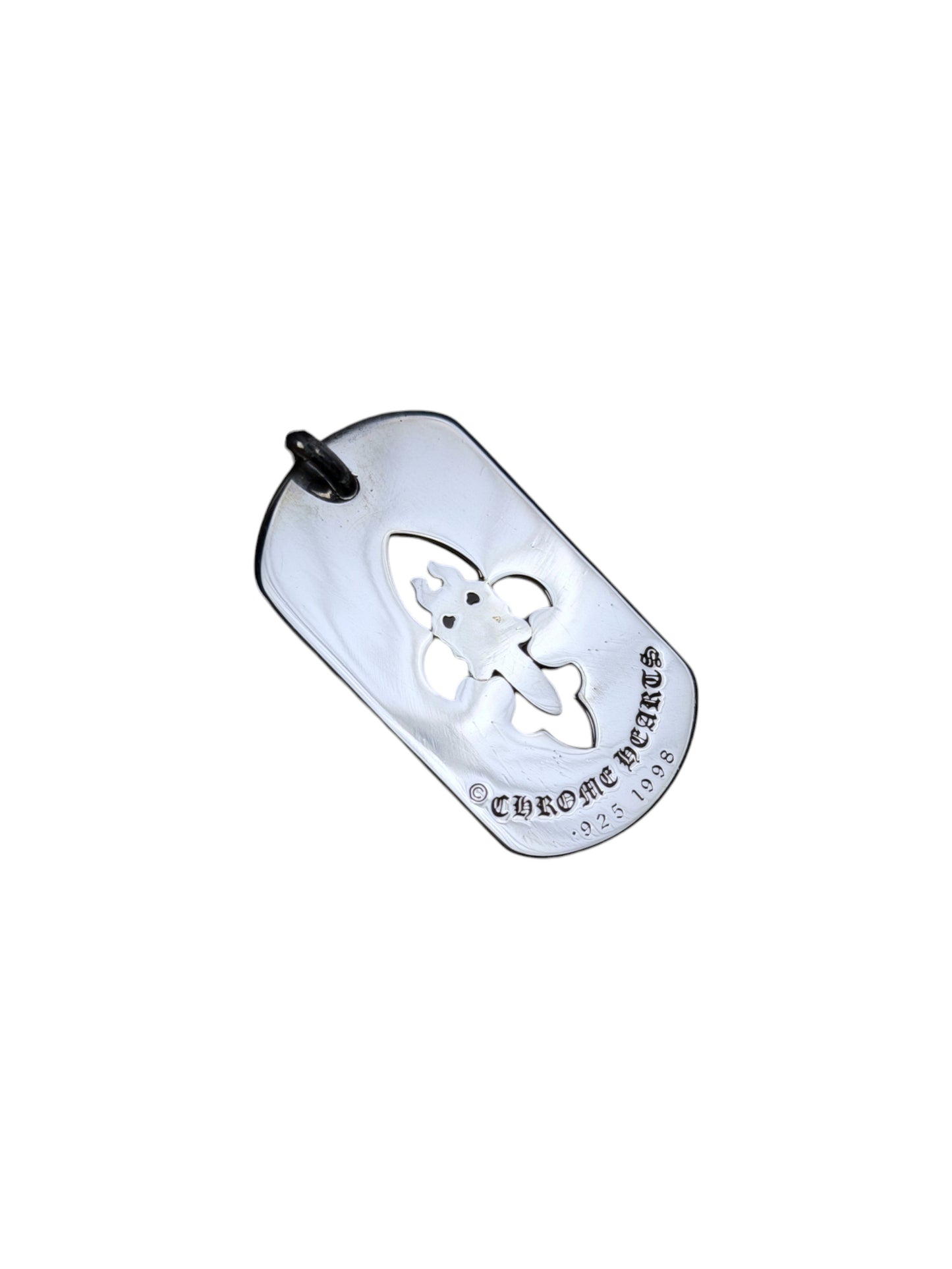 Chrome Hearts Sterling Silver Fleur Dagger Dog Tag Pendant