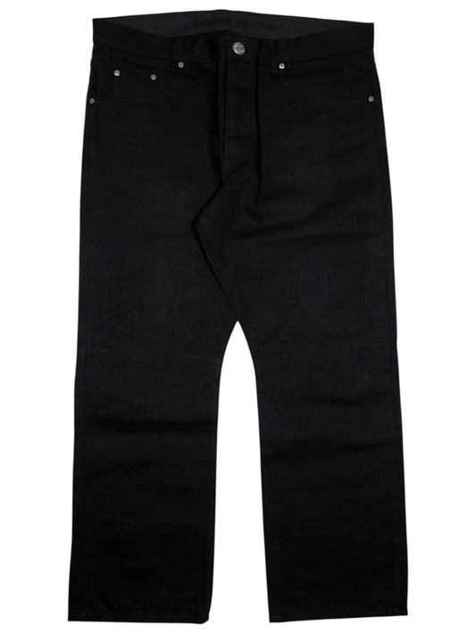 Chrome Hearts Fleur Knee Selvedge Jeans Black Authentic Jeans
