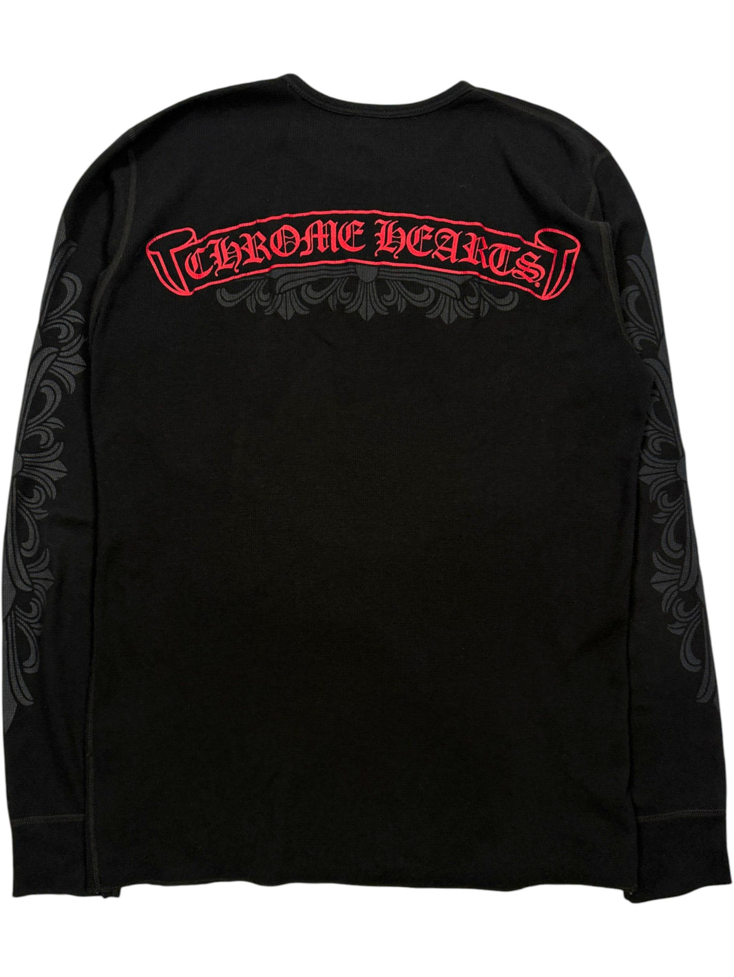 Chrome Hearts Red Scroll Logo Black Thermal Long Sleeve Back