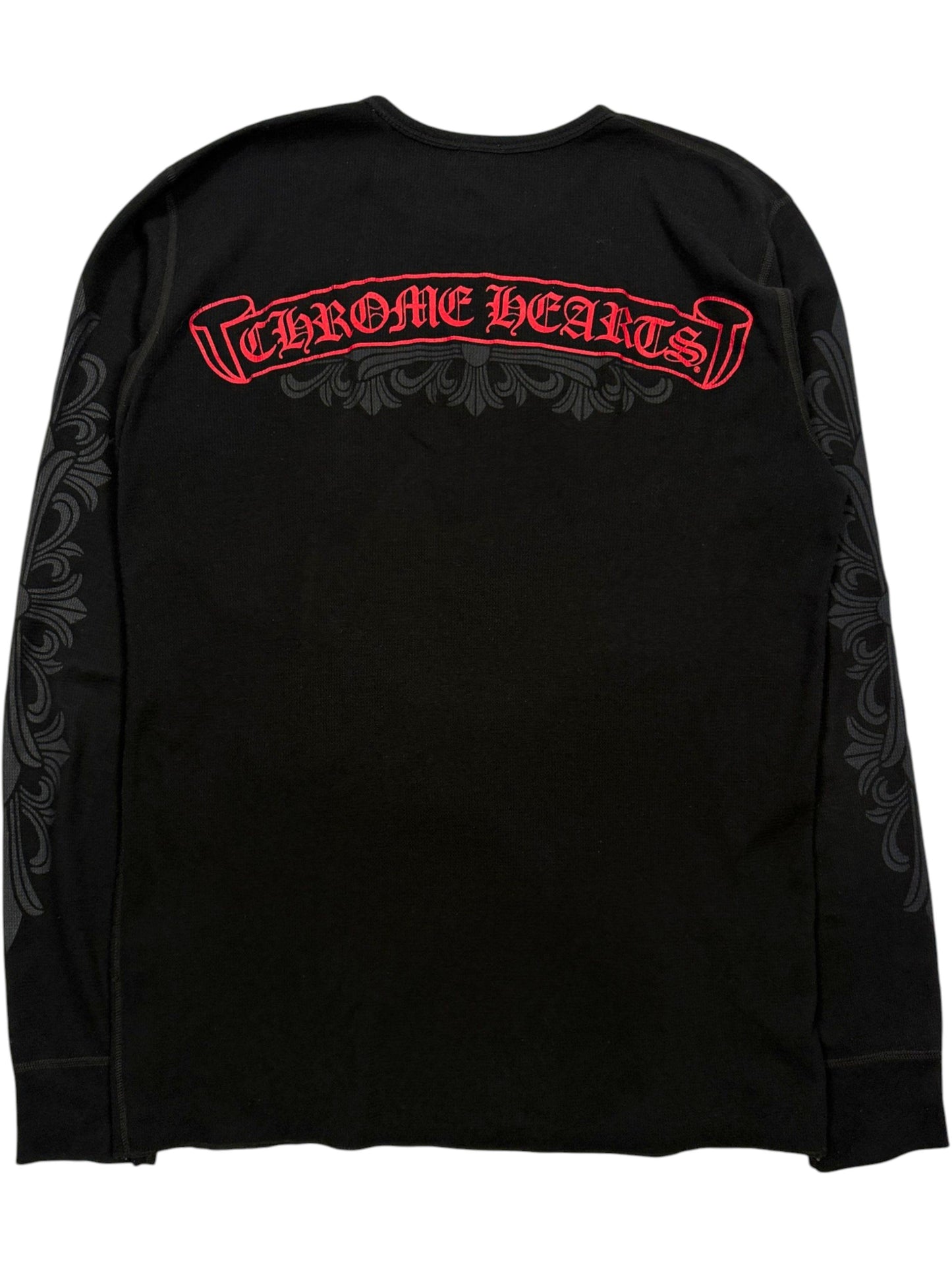 Chrome Hearts Red Scroll Logo Black Thermal Long Sleeve Back