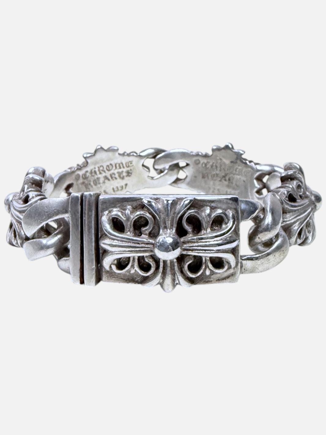 Chrome Hearts Floral Keeper Bracelet .925 Silver Floral Cross Links