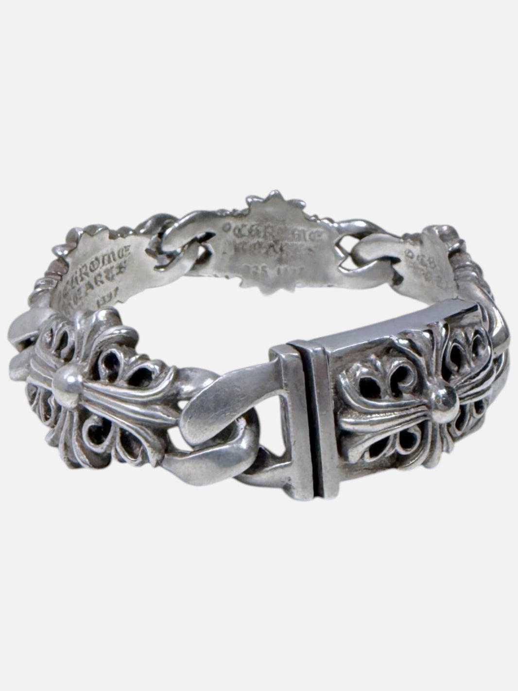 Silver Box Clasp Chrome Hearts Floral Keeper Bracelet