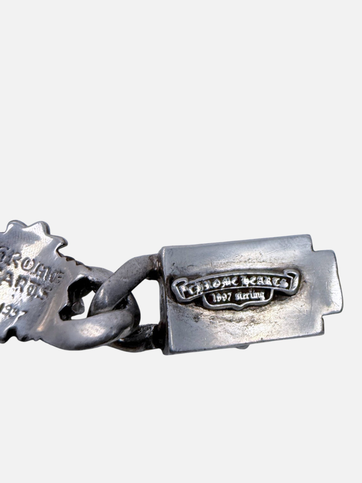 Cross Box Clasp on Chrome Hearts Floral Keeper Silver Bracelet