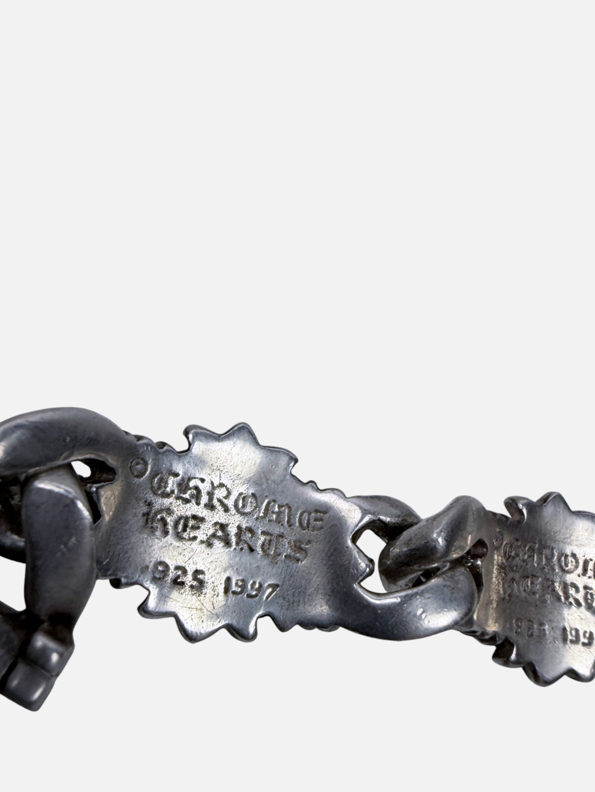 Sterling Silver Link Bracelet Chrome Hearts Floral Keeper