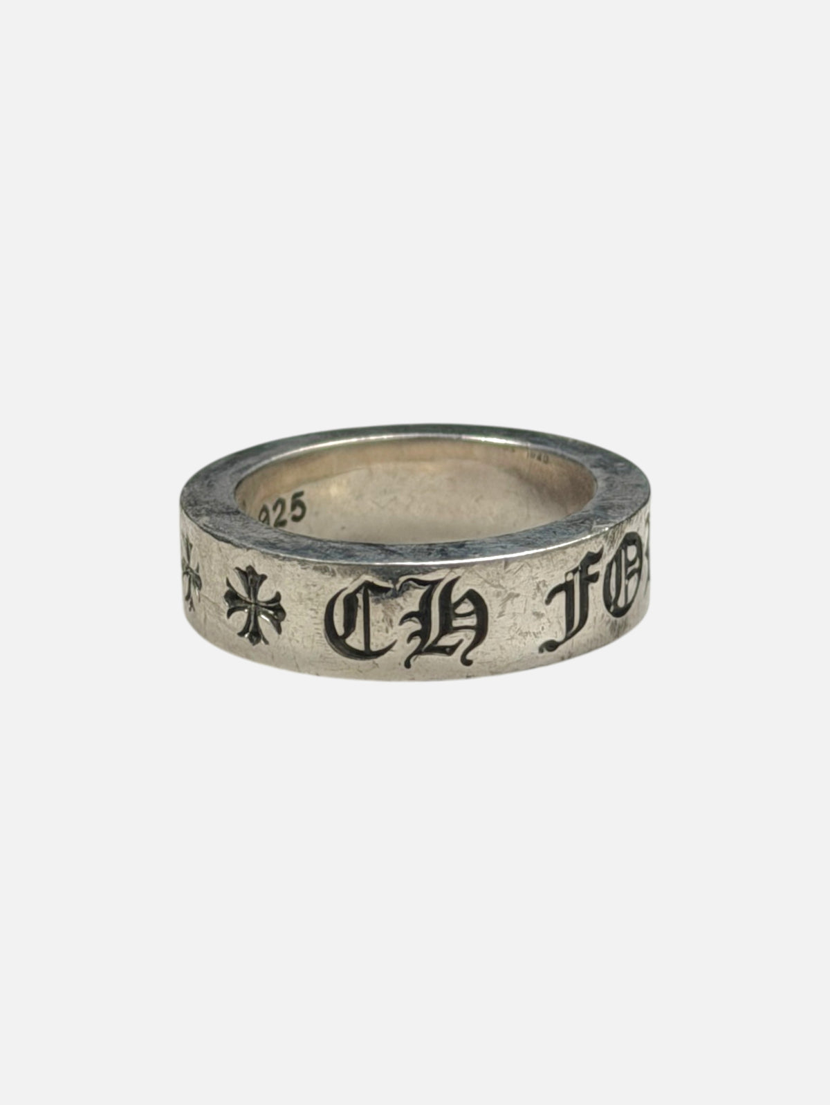 Engraved Plus Cross Silver Band Chrome Hearts Spacer Ring