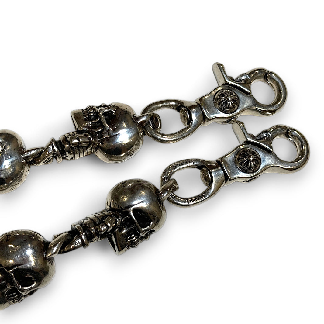 Chrome Hearts Foti Delphino Skull Double Clasp Wallet Chain Sterling Silver Hardware