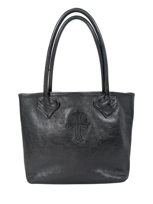 Chrome Hearts FS Tote Leather Cross Patch Black Quilted Bag Authentic Handbags