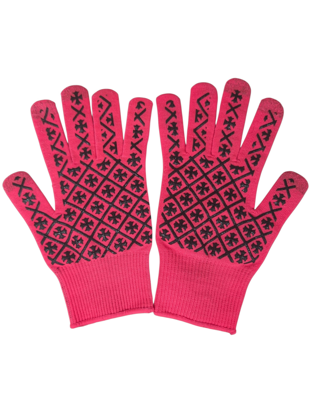 Chrome Hearts Pink Construction "Work" Gloves Sterling Silver Hardware