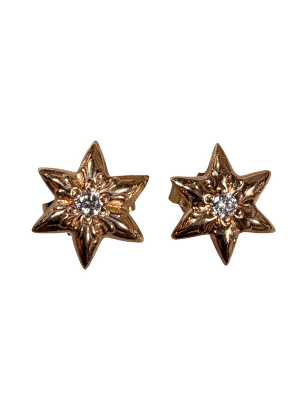 22k Gold Star Diamond Earrings