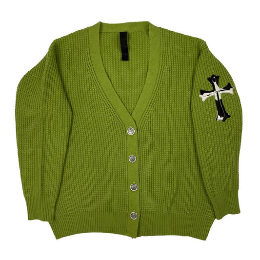 Chrome Hearts 'Hit & Run' Zebra Pony Hair Cross Patch Cardigan Authentic Sweaters
