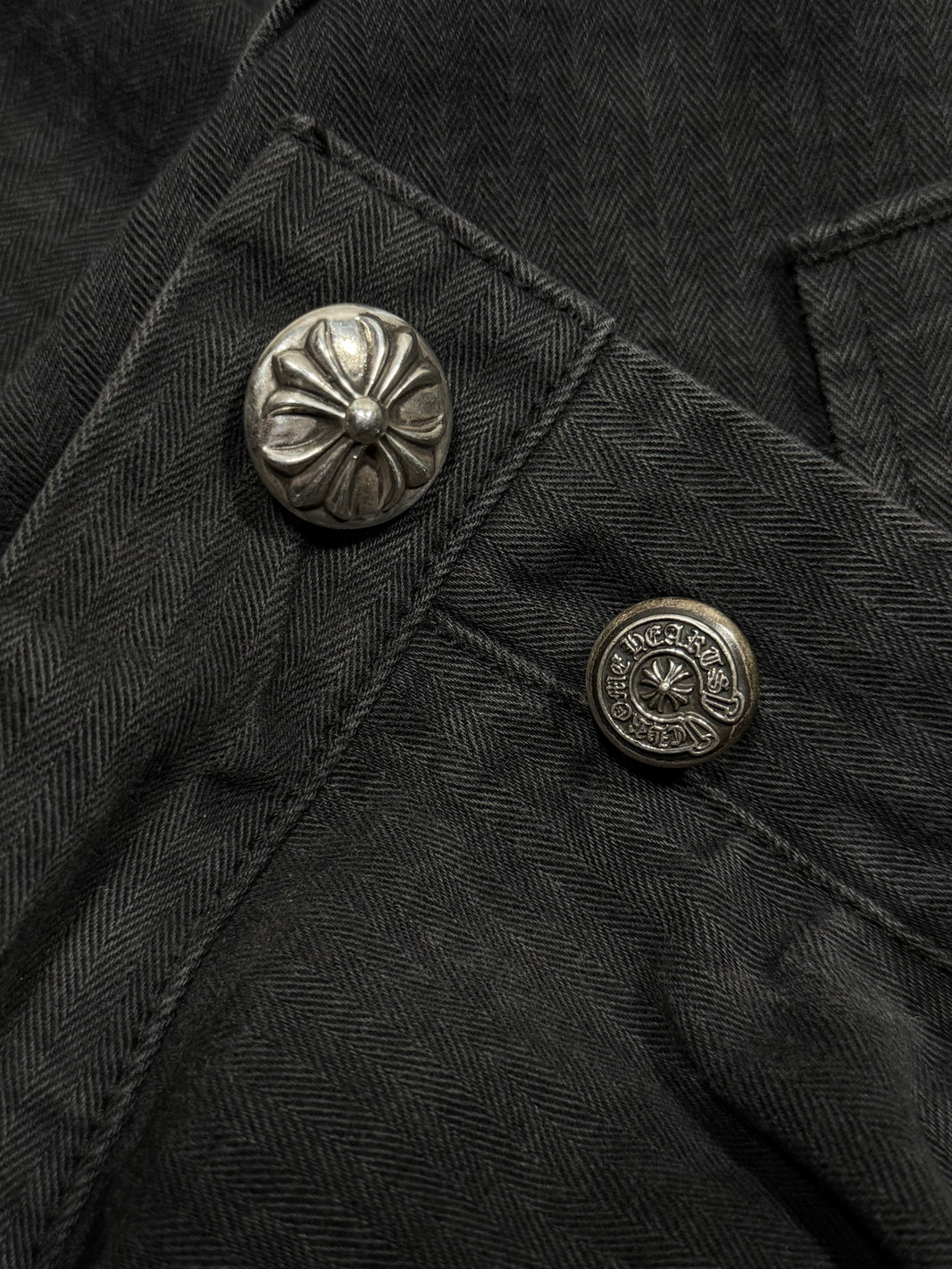 Chrome Hearts Herringbone Carpenter Pants Grey Authenticated Designer