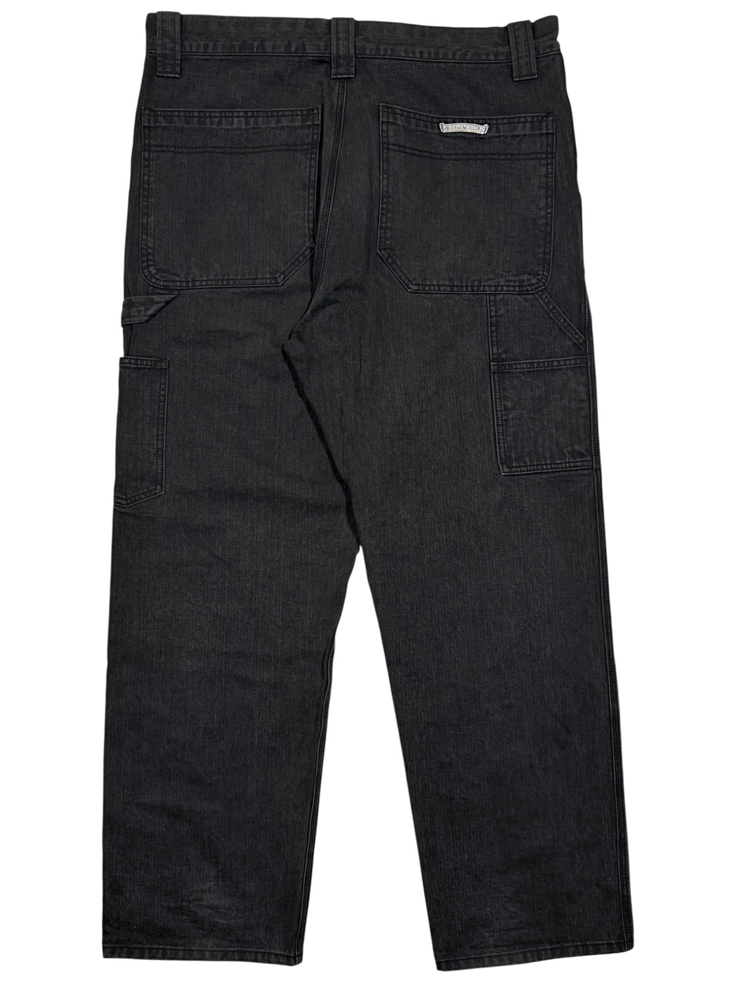 Chrome Hearts Charcoal Herringbone Carpenter Pants Silver Crossball Buttons