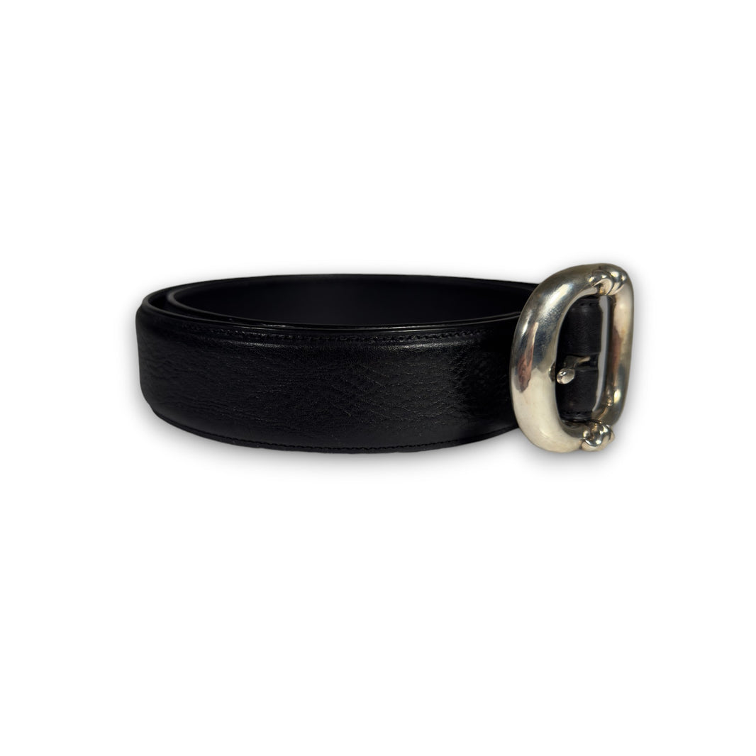 Chrome Hearts Black Leather Gunslinger Belt Sterling Silver Hardware