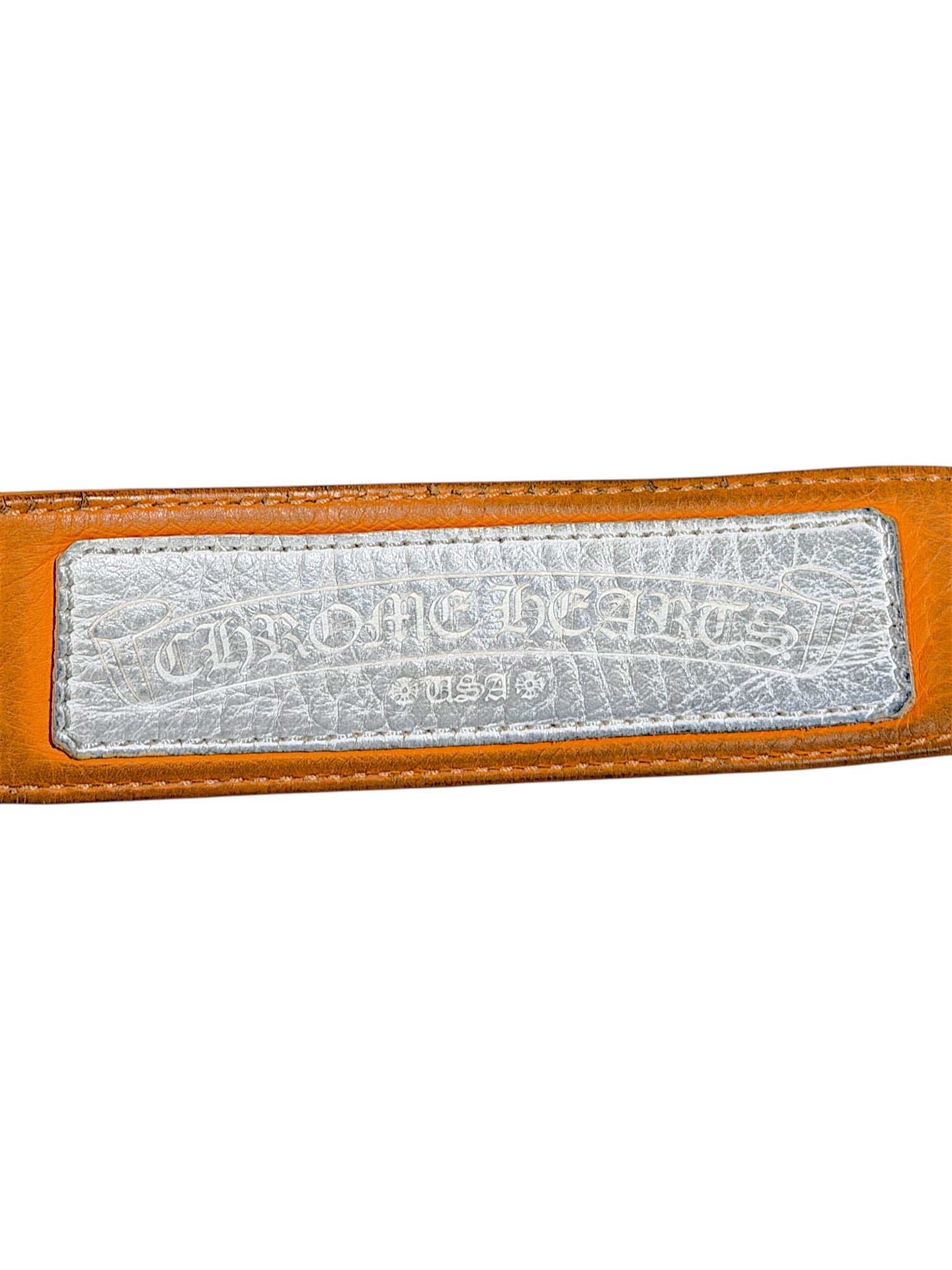 Chrome Hearts Orange Leather Belt Silver Buckle Gunslinger