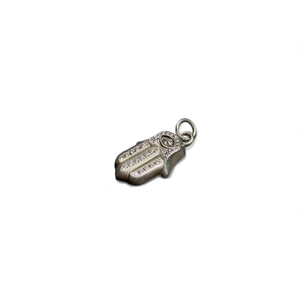 Chrome Hearts Pave Diamond Hamsa Hand Pendant Sterling Silver Hardware