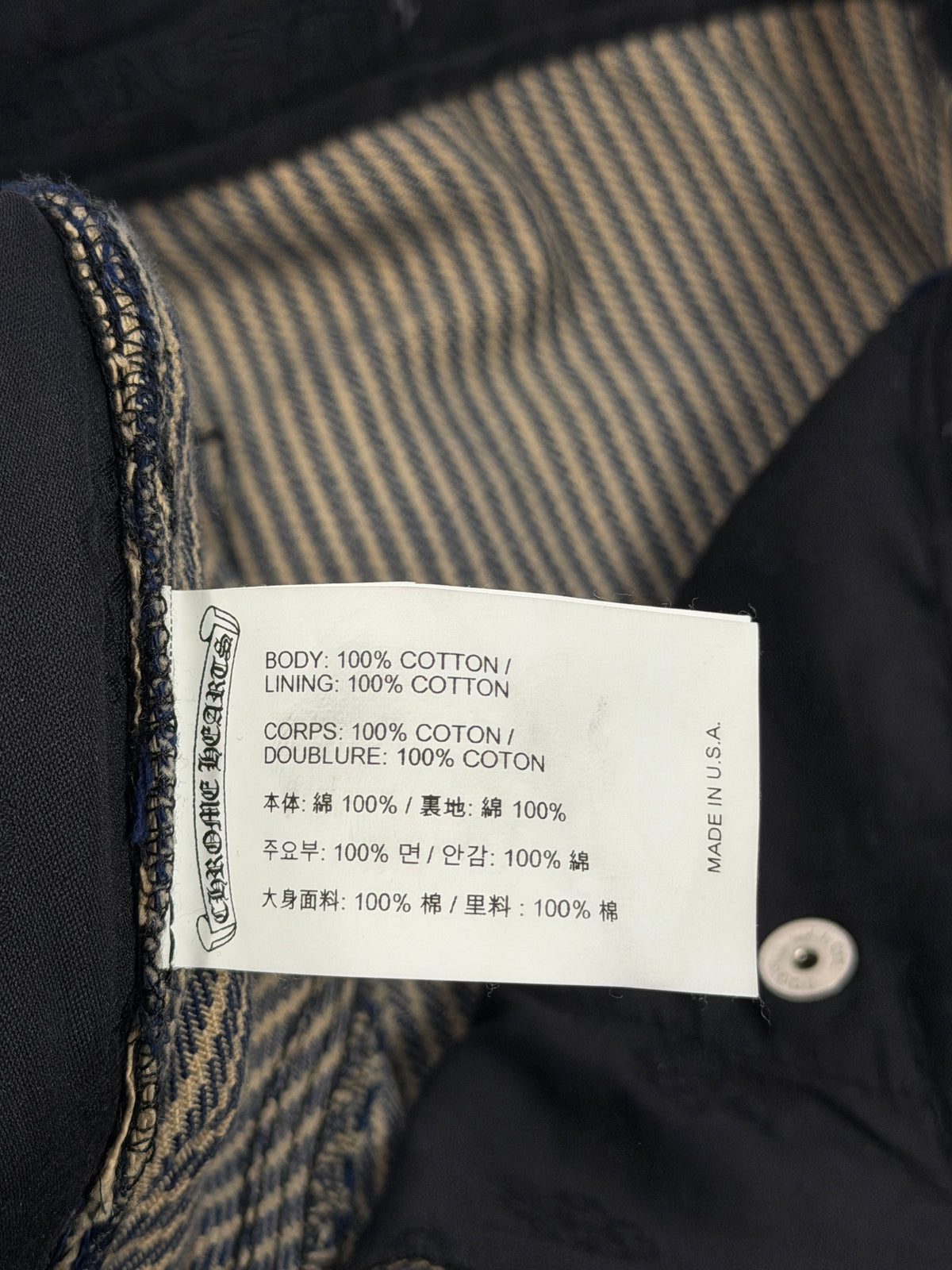 Made in USA Chrome Hearts Cotton Hickory Stripe Pants