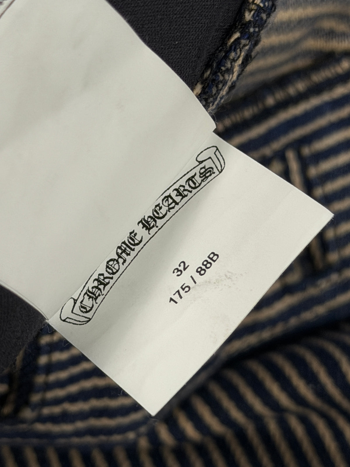 Size 32 Chrome Hearts Hickory Stripe Double Knee Pants