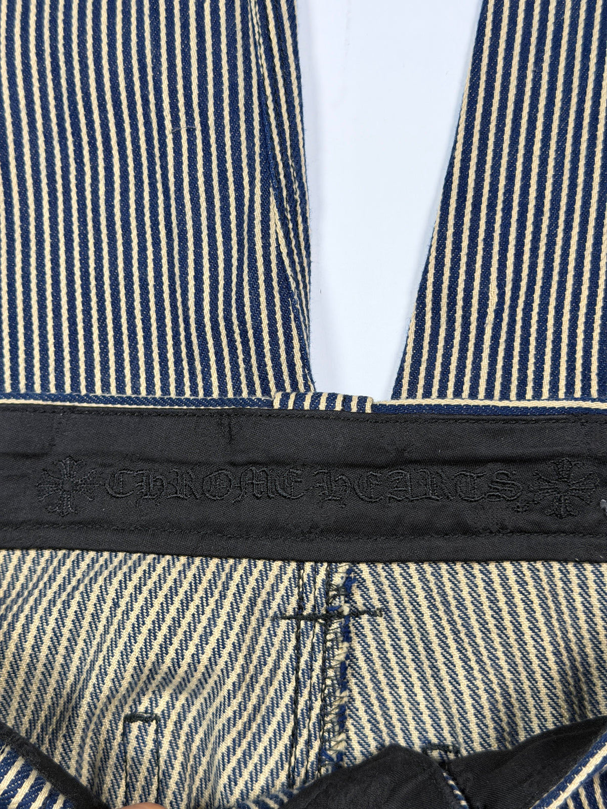 Embroidered Gothic Logo Waistband on Chrome Hearts Carpenter Pants