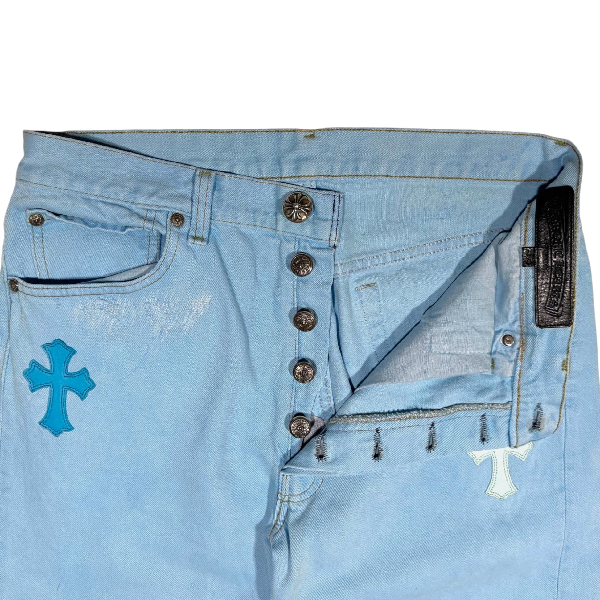 blue chrome hearts jeans