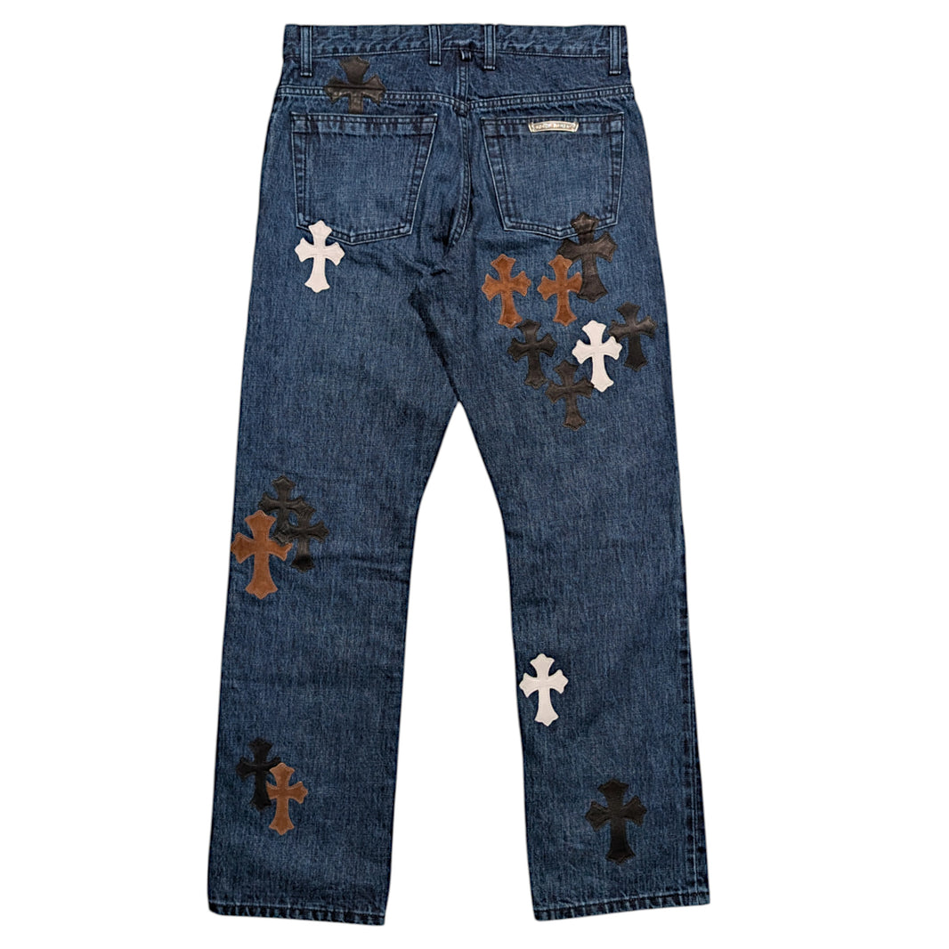 Chrome Hearts Fleur Knee Denim Cross Patch Jeans Verified YP Collective