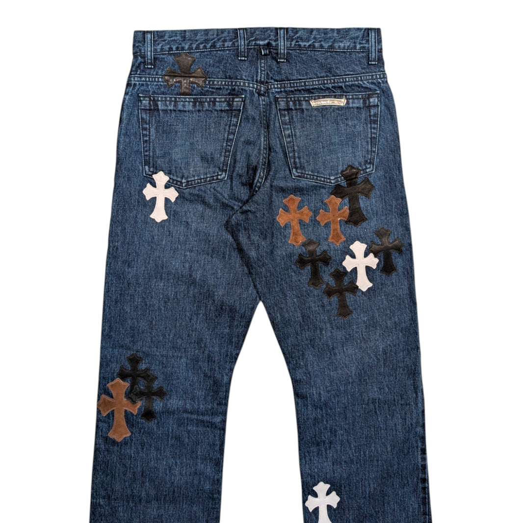 Chrome Hearts Fleur Knee Denim Cross Patch Jeans Archival