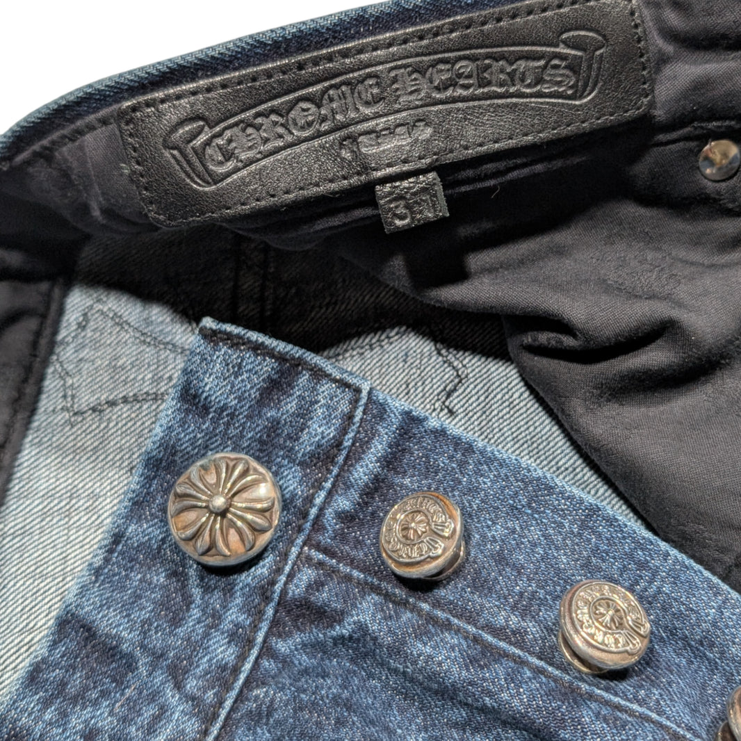Chrome Hearts Fleur Knee Denim Cross Patch Jeans Authenticated Designer
