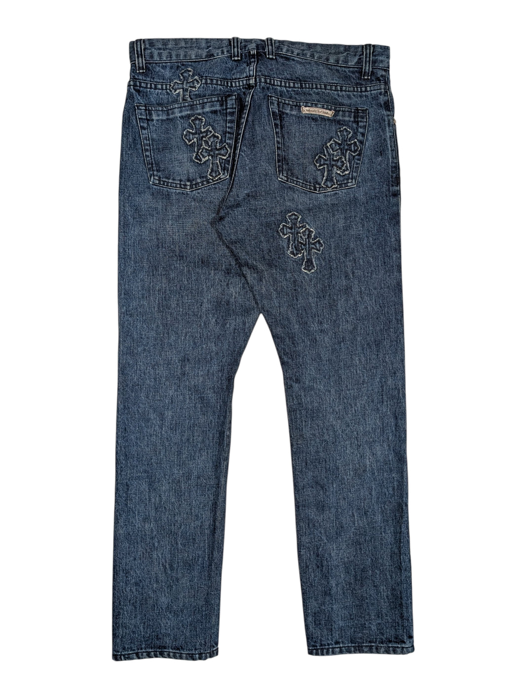 Chrome Hearts Denim Cross Patch Jeans Sterling Silver Hardware