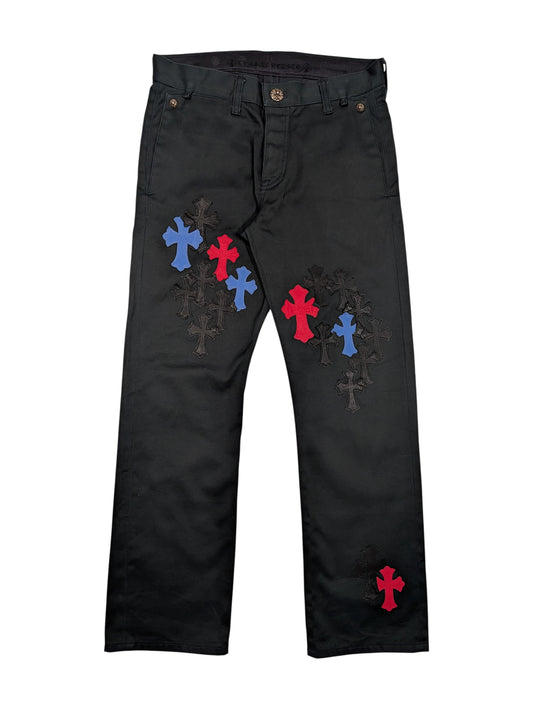 Chrome Hearts Cross Patch Chino Pants Red & Blue Authentic Pants