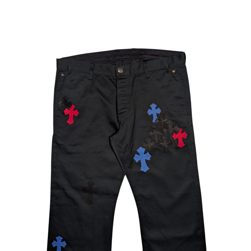 Chrome Hearts Red & Blue Cross Patch Chino Pants Verified YP Collective