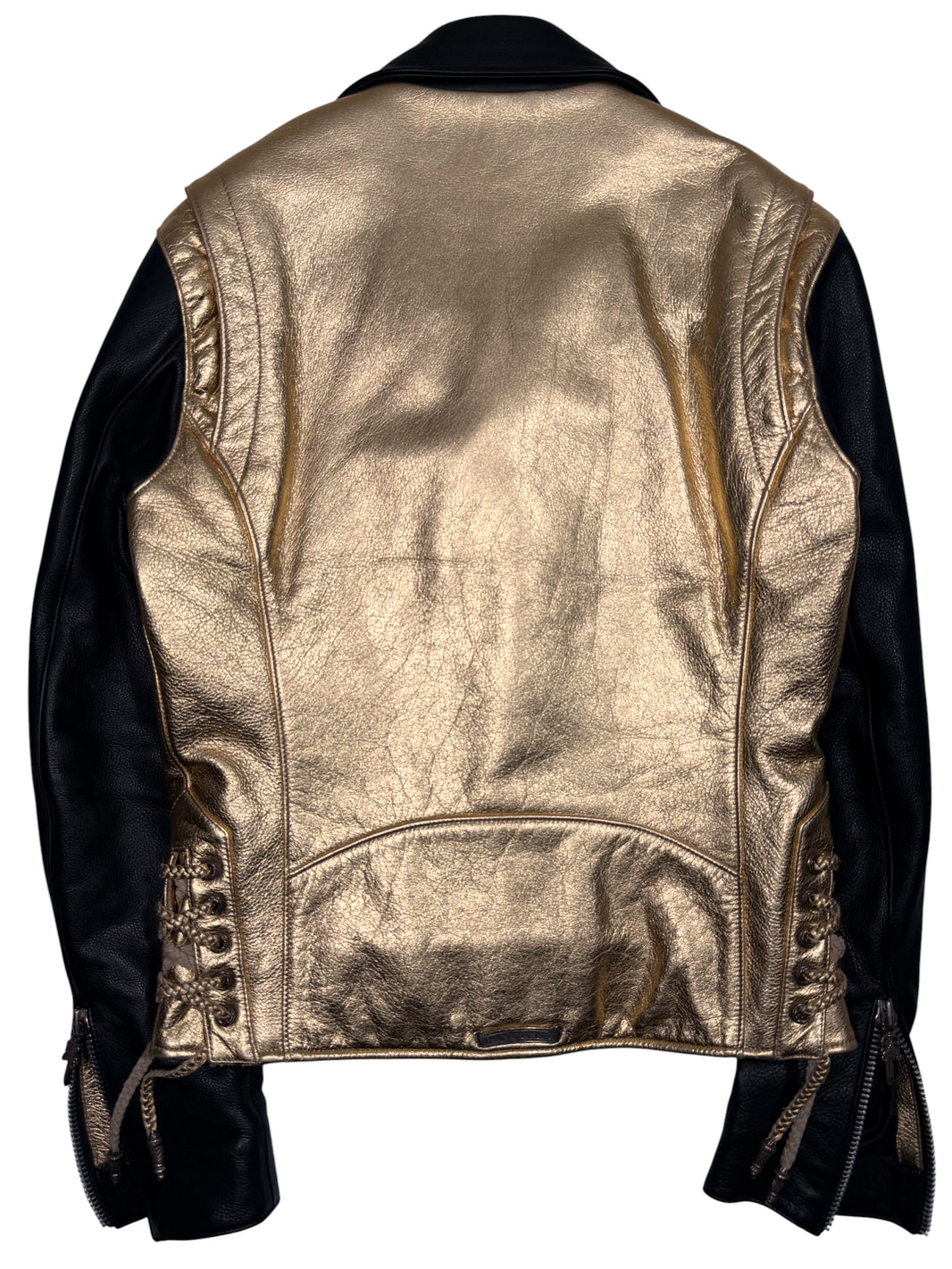 Chrome Hearts Scroll Label Sterling Silver Hardware Gold Leather Jacket